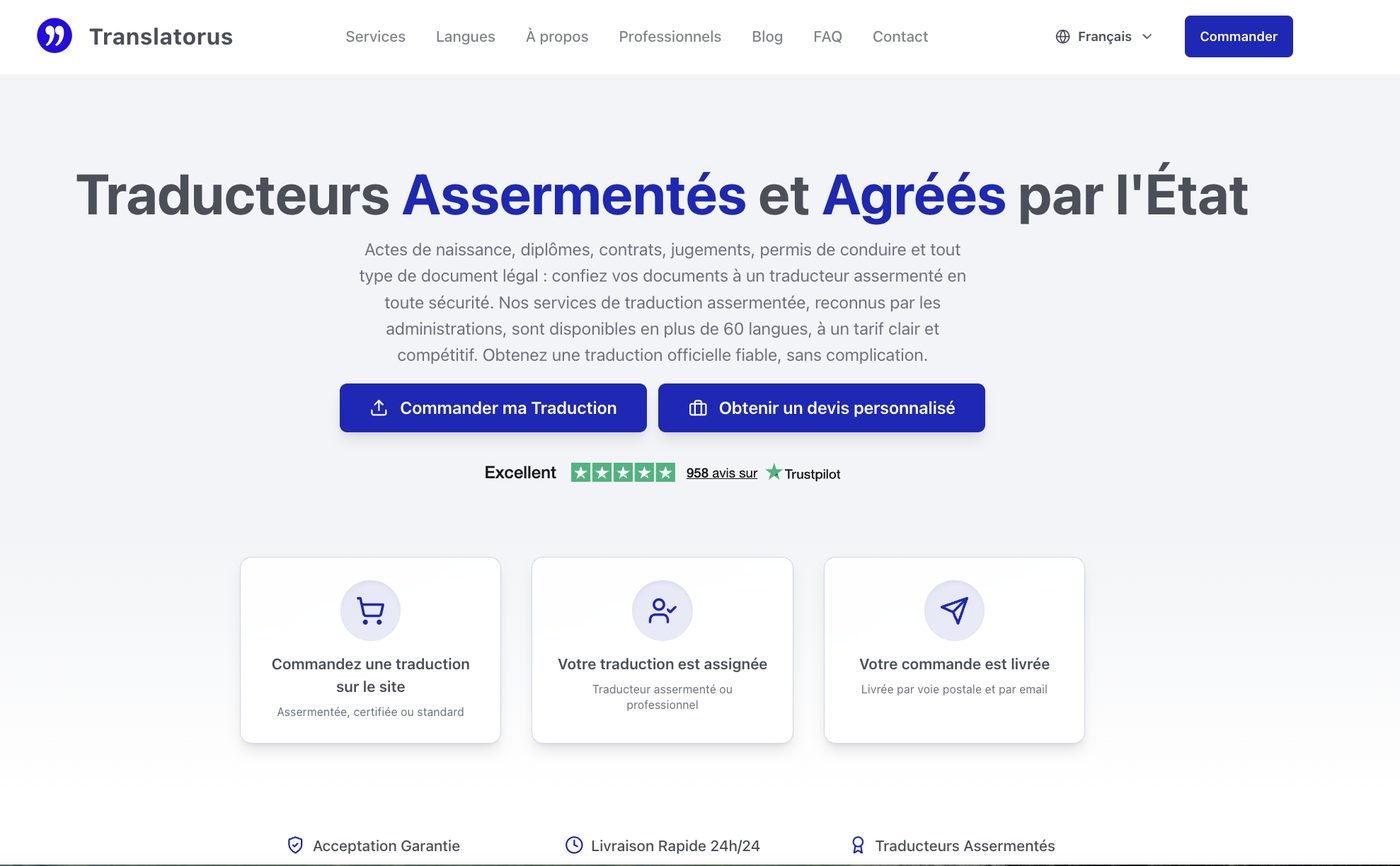 Tableau de bord Translatorus : commandes et chiffre d'affaires en temps réel
